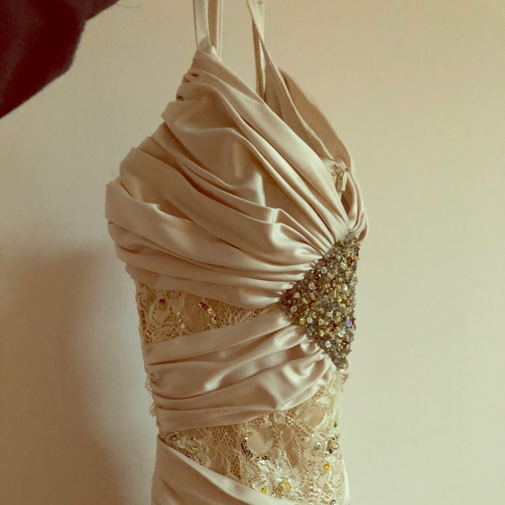 Vintage Mandalay beaded gown, embroidery